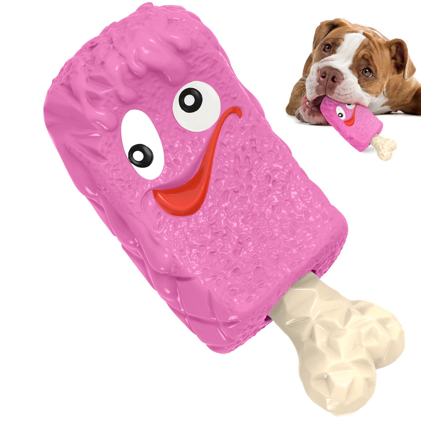 PcEoTllar Ice Cream Shape Dog Chew Toy, Fun Interactive Food Dispensing Dog Toys for Aggressive Super Chewers Small Medium Large Dogs (Yellow)