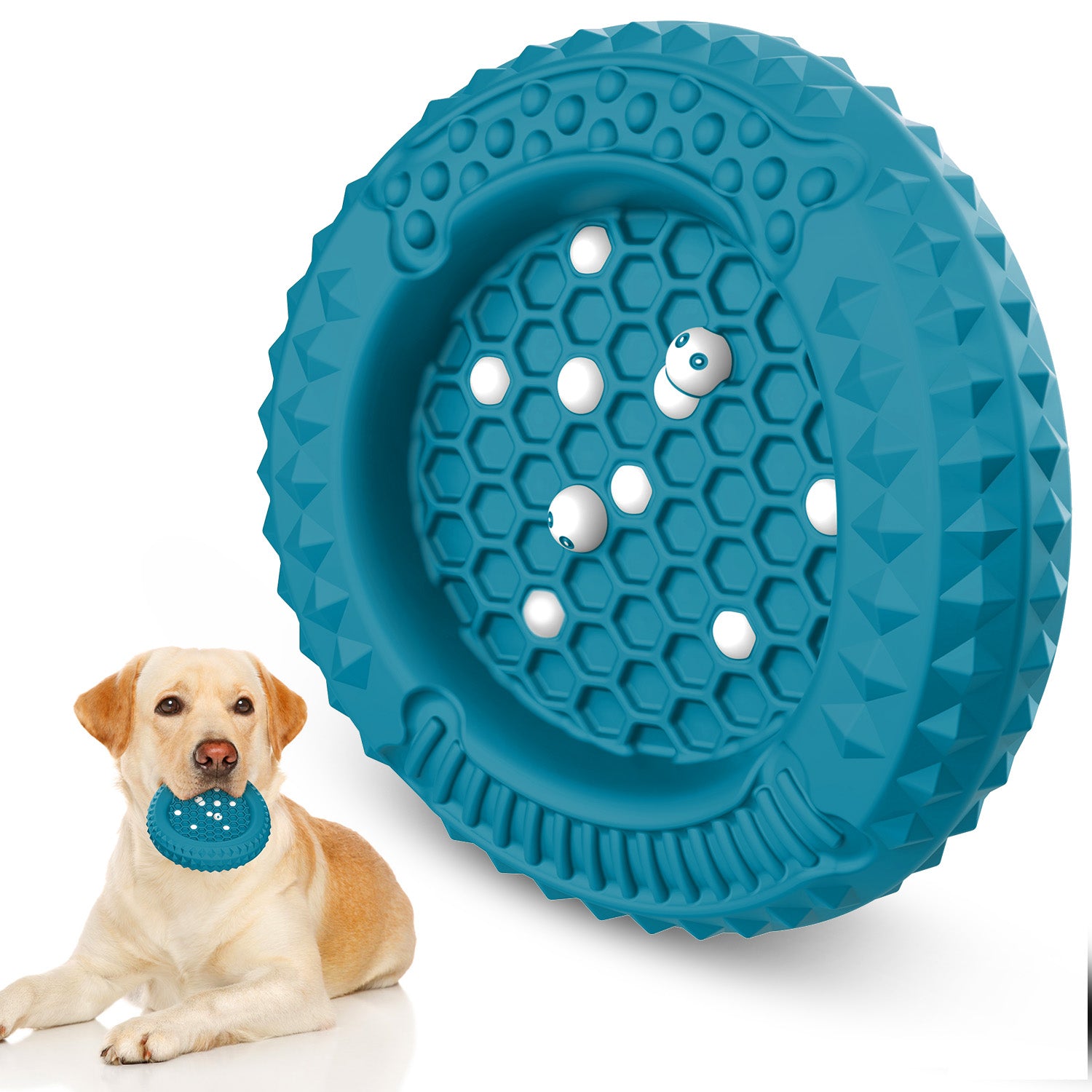 PcEoTllar Dog Toys for Aggressive Chewers, Natural Rubber Dog Chew Toys, Slow Feeder Dog Bowl, Green