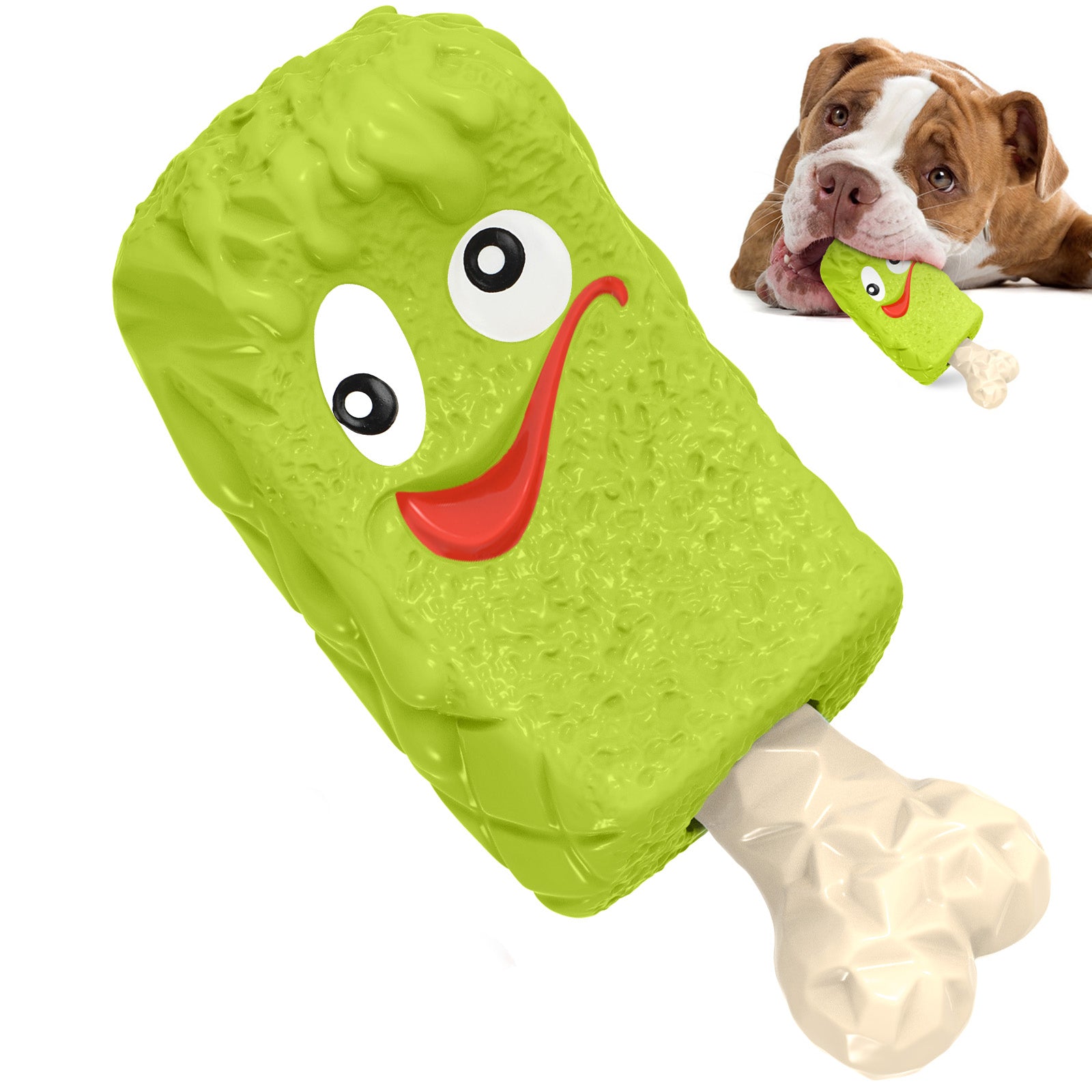 PcEoTllar Ice Cream Shape Dog Chew Toy, Fun Interactive Food Dispensing Dog Toys for Aggressive Super Chewers Small Medium Large Dogs (Yellow)