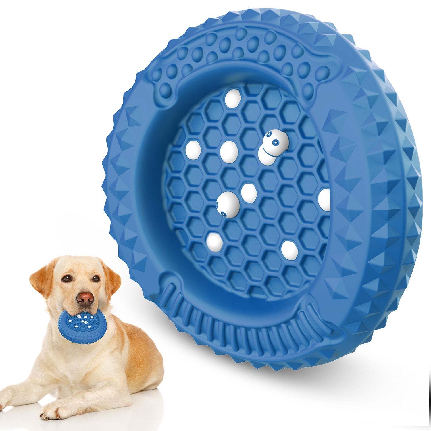 PcEoTllar Dog Toys for Aggressive Chewers, Natural Rubber Dog Chew Toys, Slow Feeder Dog Bowl, Blue