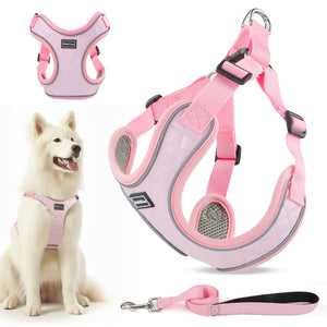 PcEoTllar Dog Harness and Leash Combo, Escape Proof No Pull Vest Harness, Step-in Reflective Adjustable Soft Padded Pet Harness for Small to Large Dogs