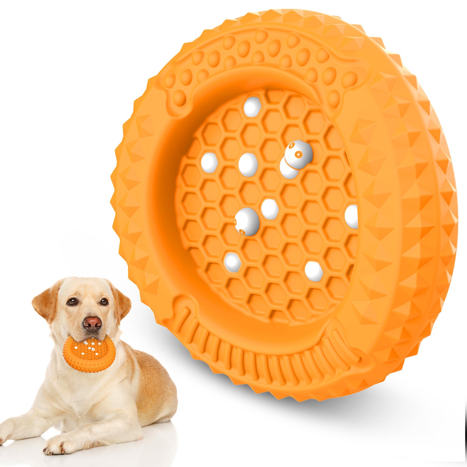 PcEoTllar Dog Toys for Aggressive Chewers, Natural Rubber Dog Chew Toys, Slow Feeder Dog Bowl,Yellow