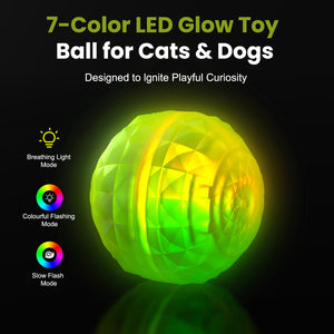 Light Up Dog Ball, Rechargeable LED Dog Toy Ball, Waterproof Durable Fetch Ball Grow in The Dark, Night Glowing Toy, Natural Rubber, Color Changing LED, Green