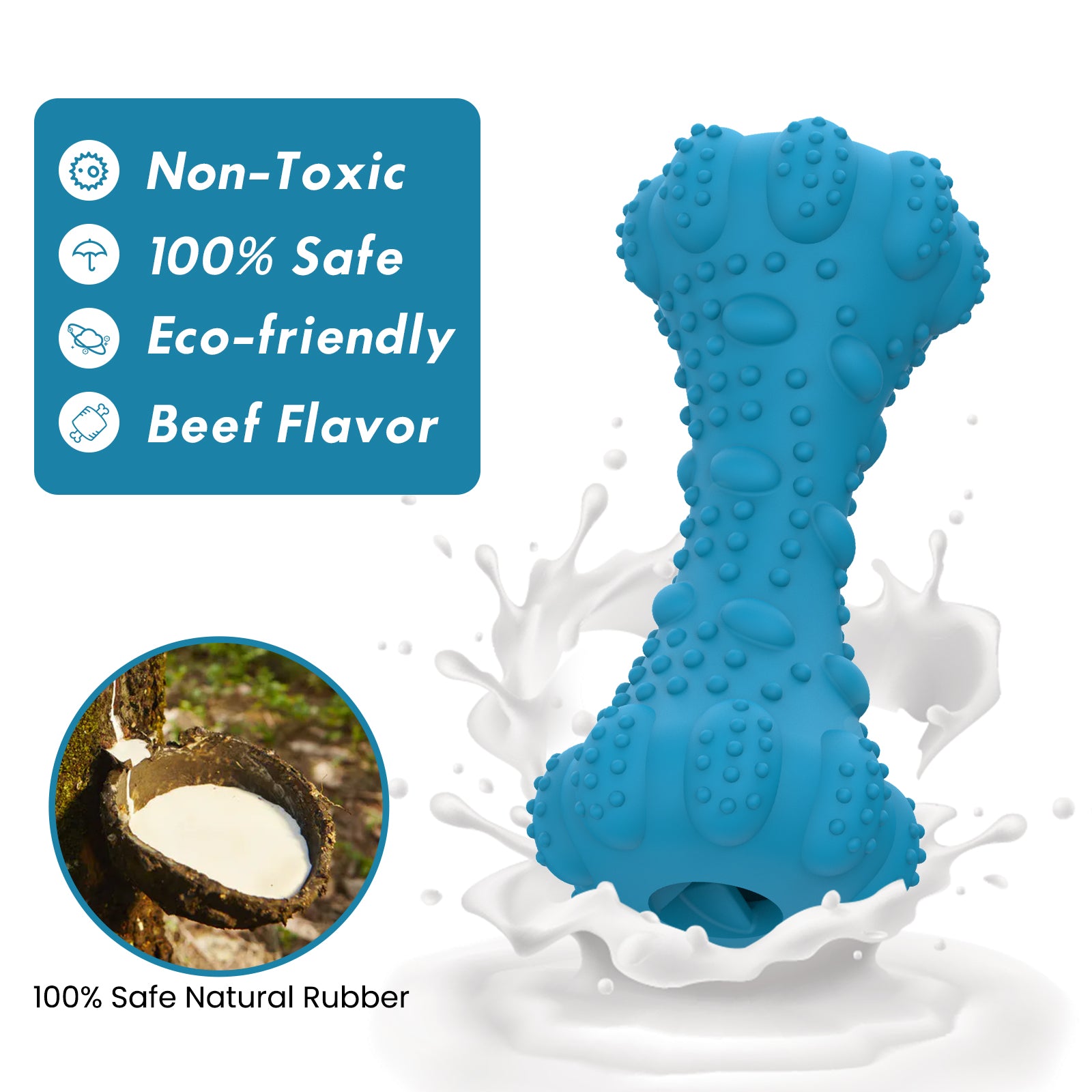PcEoTllar Interactive Dog Chew Toy, Squeaky Treat Dispensing Dog Enrichment Toy, Bleef Flavor, Blue