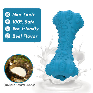 PcEoTllar Interactive Dog Chew Toy, Squeaky Treat Dispensing Dog Enrichment Toy, Bleef Flavor, Blue