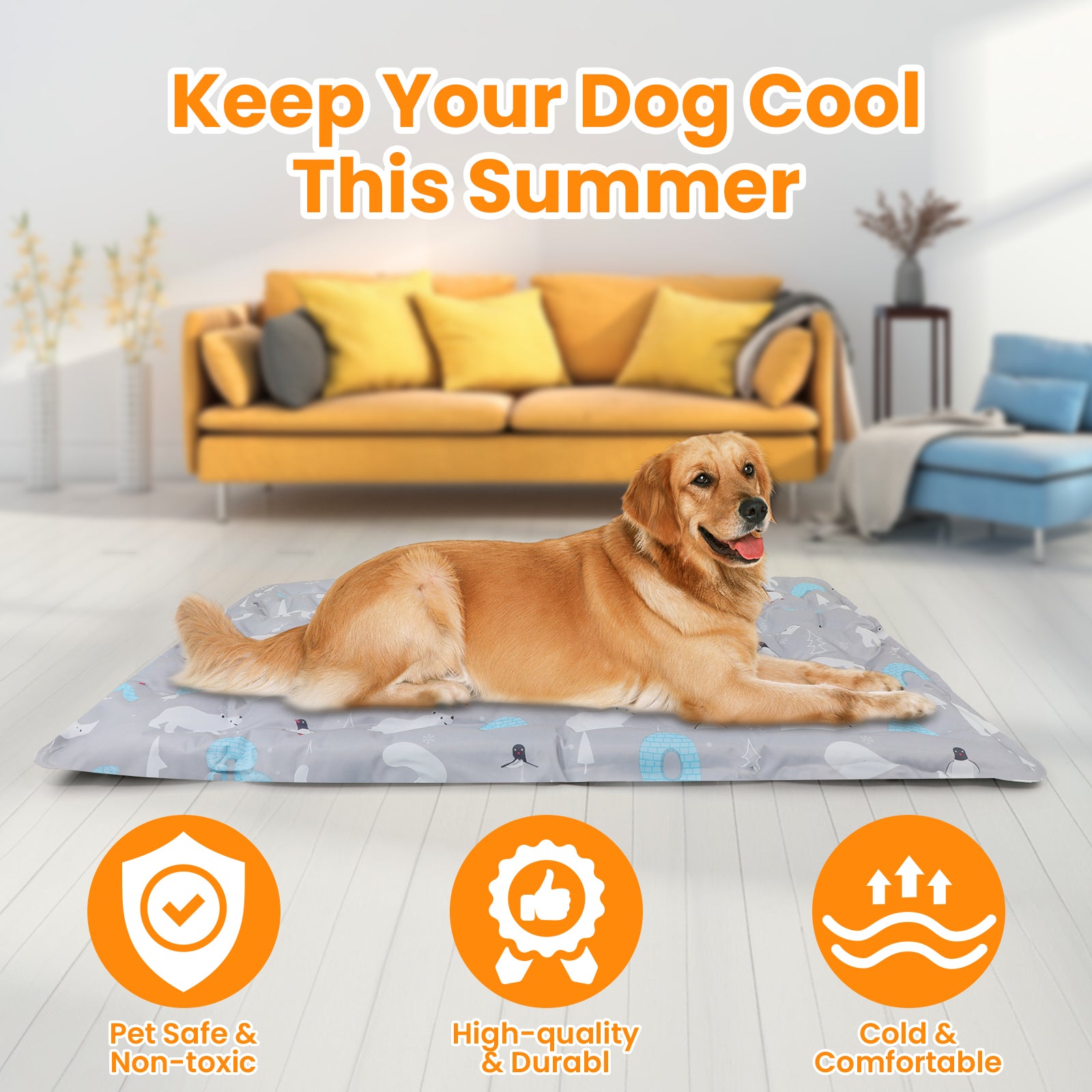 PcEoTllar Dog Cooling Mat, Ice Cooling Pad for Dogs and Cats, Water Injection Cooling Dog Bed Mats for Home, Travel and Crates - XL