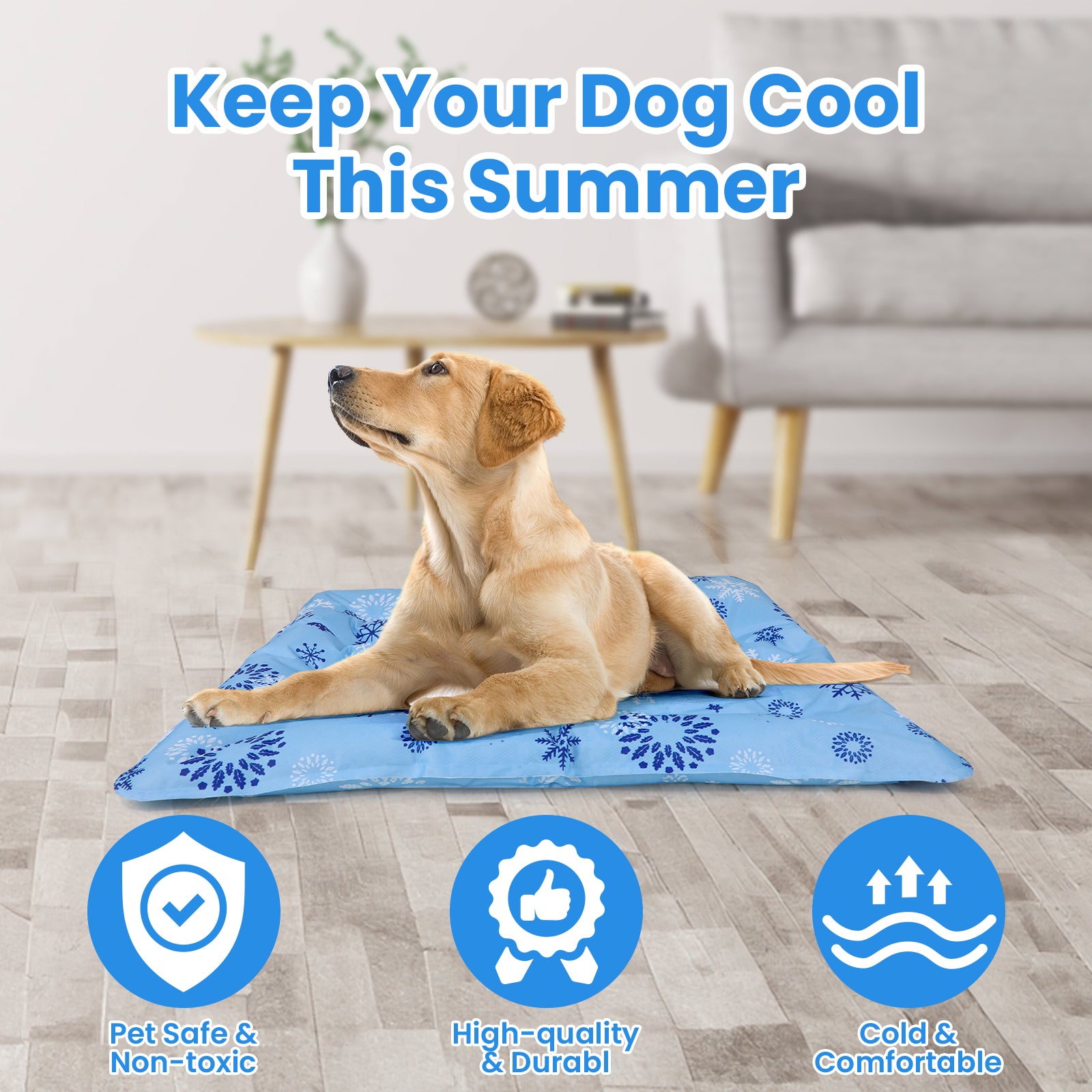 PcEoTllar Dog Cooling Mat, Ice Cooling Pad for Dogs and Cats, Water Injection Cooling Dog Bed Mats for Home, Travel and Crates - L
