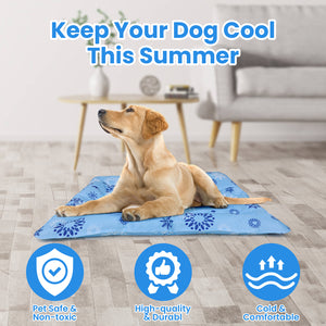 PcEoTllar Dog Cooling Mat, Ice Cooling Pad for Dogs and Cats, Water Injection Cooling Dog Bed Mats for Home, Travel and Crates - L