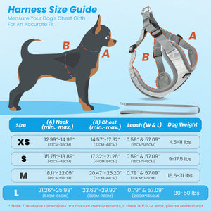 PcEoTllar Dog Harness and Leash Combo, Escape Proof No Pull Vest Harness, Step-in Reflective Adjustable Soft Padded Pet Harness for Small to Large Dogs