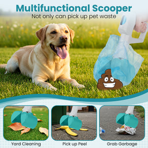 PcEoTllar Dog Pooper Scooper for Large Small Dogs, Dog Poop Waste Pick up Shovel, Includes Bag and Attachment Green