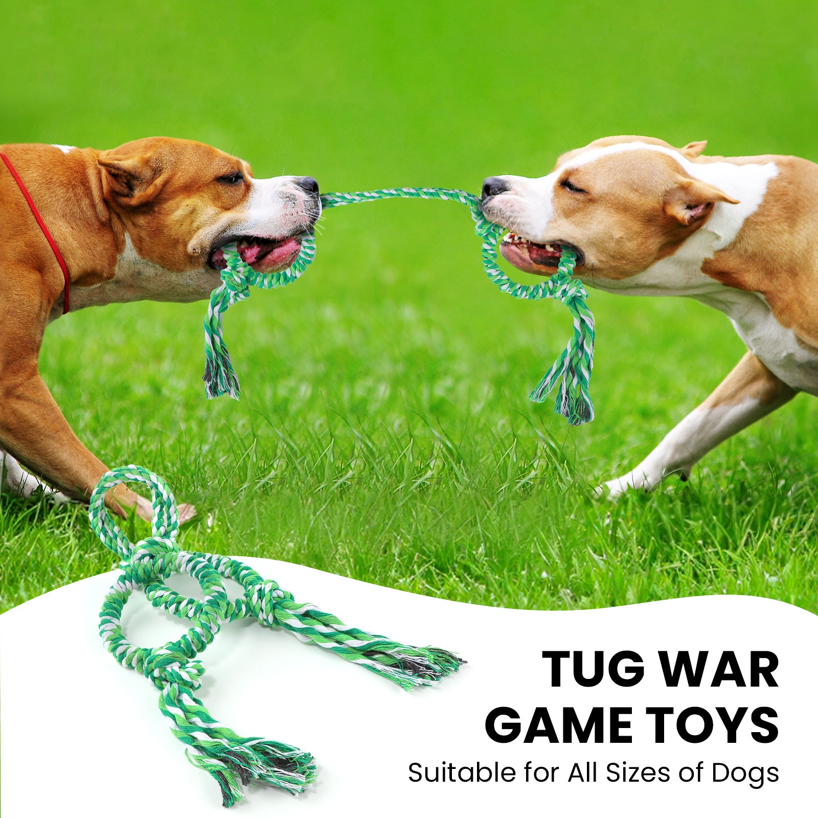PcEoTllar Dog Toys for Aggressive Chewers, Dog Rope Toy with Metal Rings, Tug of War Rope Dog Chew Toys for Small, Medium and Large Dogs