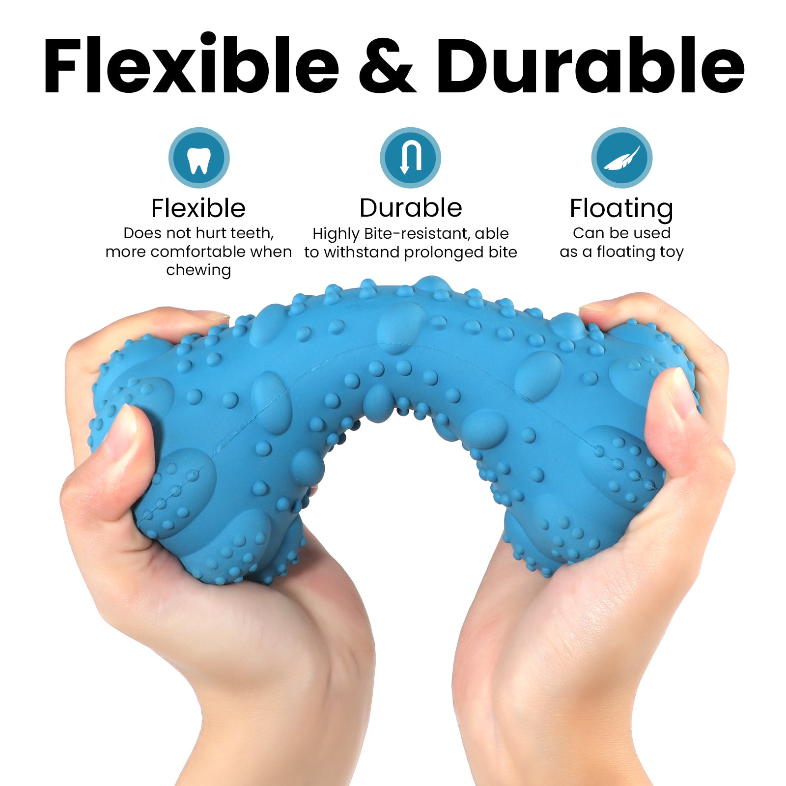 PcEoTllar Interactive Dog Chew Toy, Squeaky Treat Dispensing Dog Enrichment Toy, Bleef Flavor, Blue