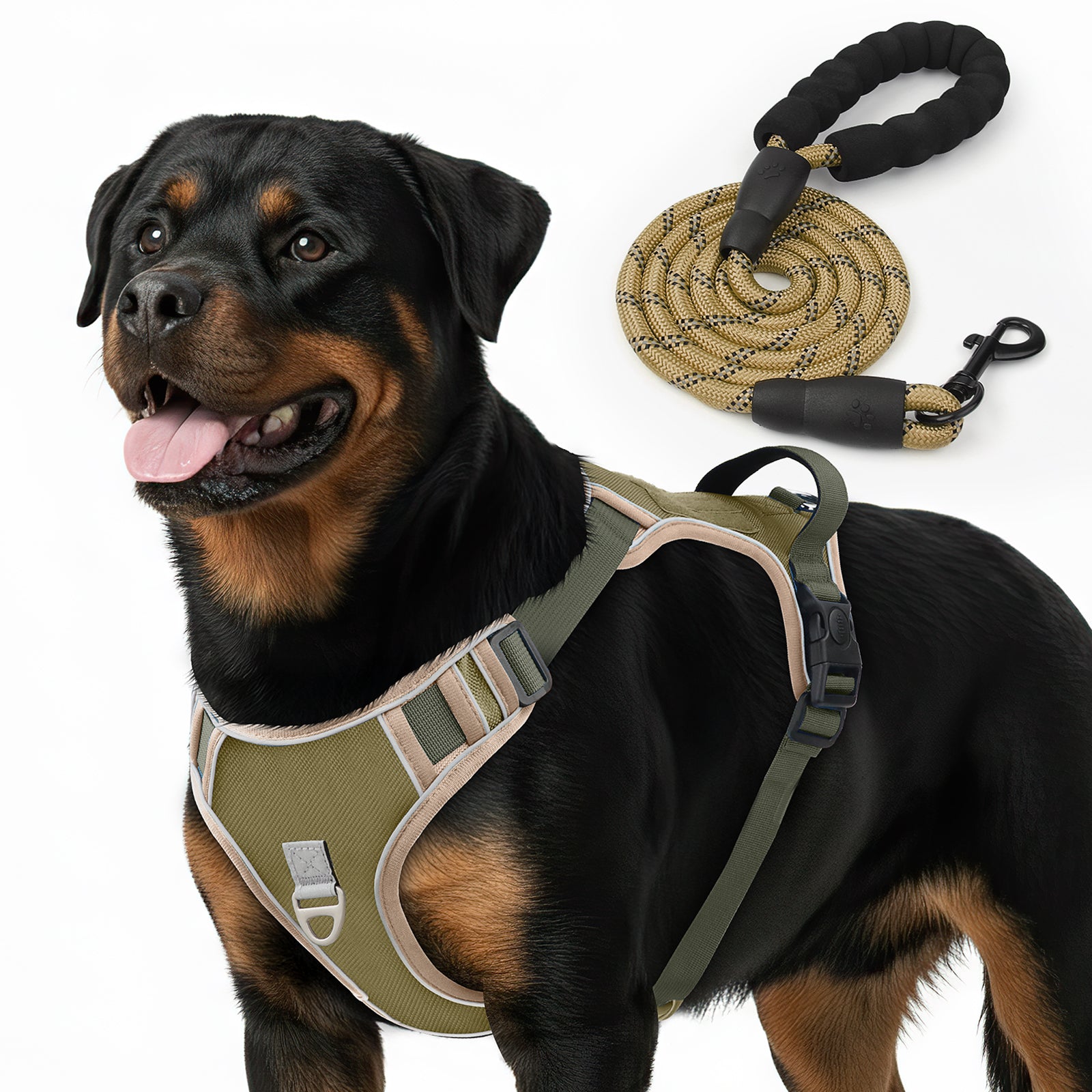 PcEoTllar Dog Harness and Leash Combo, Escape Proof No Pull Vest Harness, with Reflective Leash, Adjustable Pet Harness with Handle for Small Dogs, Black S