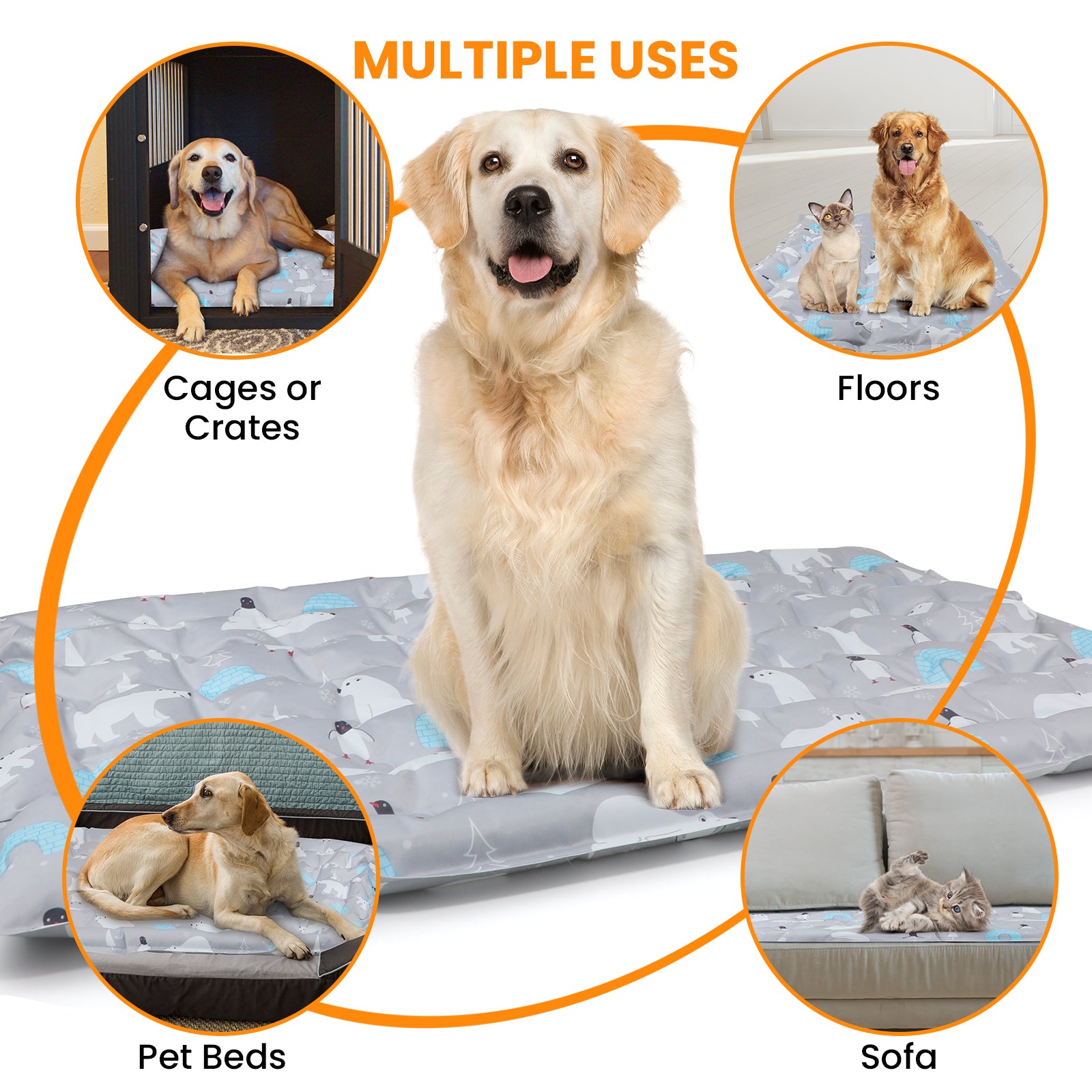 PcEoTllar Dog Cooling Mat, Ice Cooling Pad for Dogs and Cats, Water Injection Cooling Dog Bed Mats for Home, Travel and Crates - XL