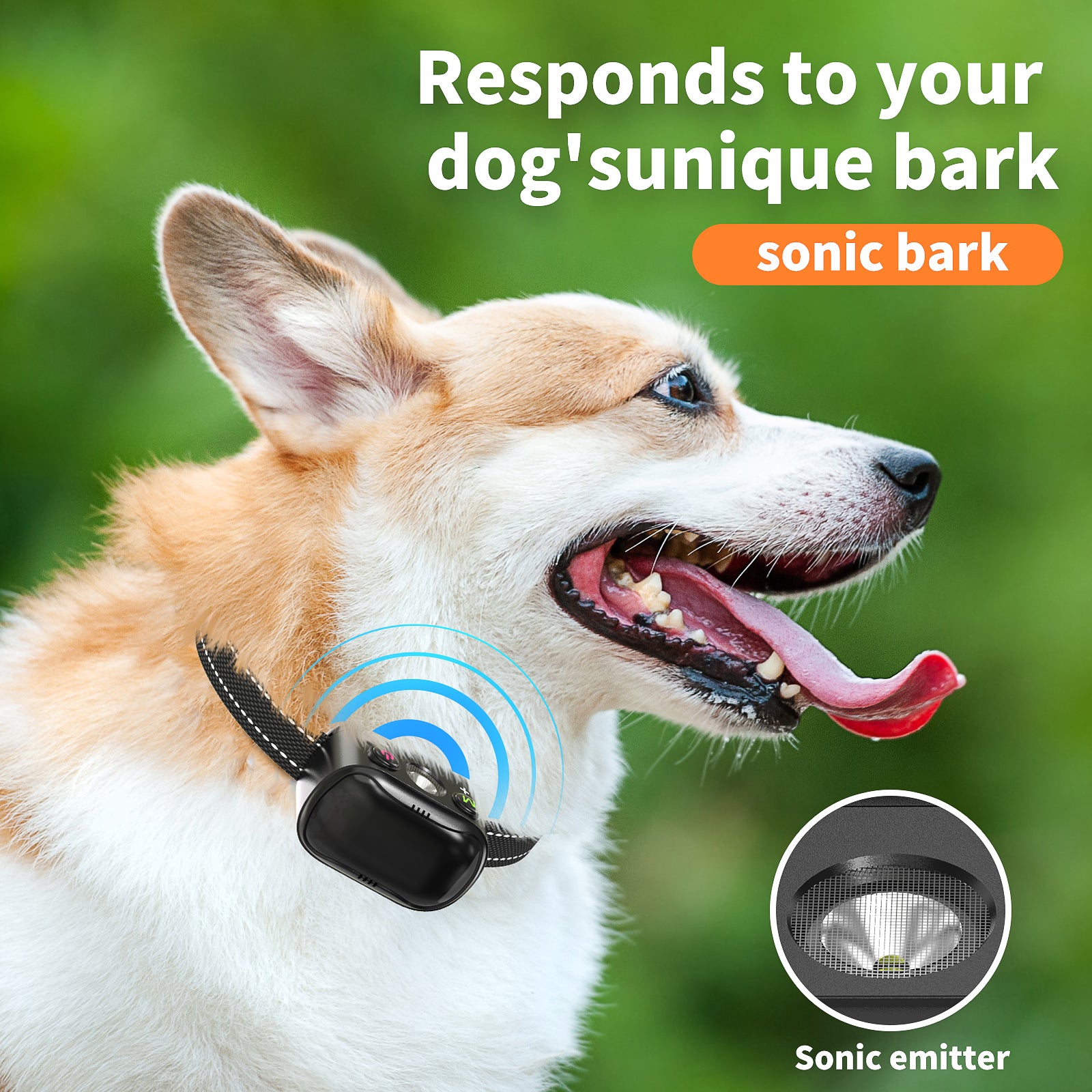 PcEoTllar Ultrasonic Dog Bark Collar, Rechargeable Anti Barking Collar with Beep, Vibration & Ultrasonic for Small Medium Large Dogs (Black)