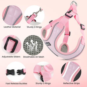 PcEoTllar Dog Harness and Leash Combo, Escape Proof No Pull Vest Harness, Step-in Reflective Adjustable Soft Padded Pet Harness for Small to Large Dogs