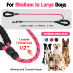 Load image into Gallery viewer, PcEoTllar Dog Leash Heavy Duty 5ft, Double Handle Dog Leash with Padded Handle for Traffic Control, Reflective Rope Leashes for Large and Medium Dogs Control Safety Training at Night
