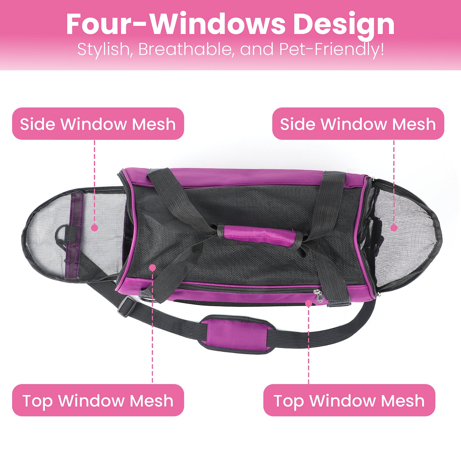 PcEoTllar Cat Carrier Airline Approved Pet Carrier, Dog Carrier, Puppy Carrier, Kitten Carrier, Purple