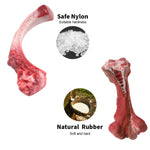 Load image into Gallery viewer, PcEoTllar Dog Toys for Aggressive Chewers, 1 Soft Rubber &amp; 1 Nylon Dog Chew Bones, Medium, 2 Pack
