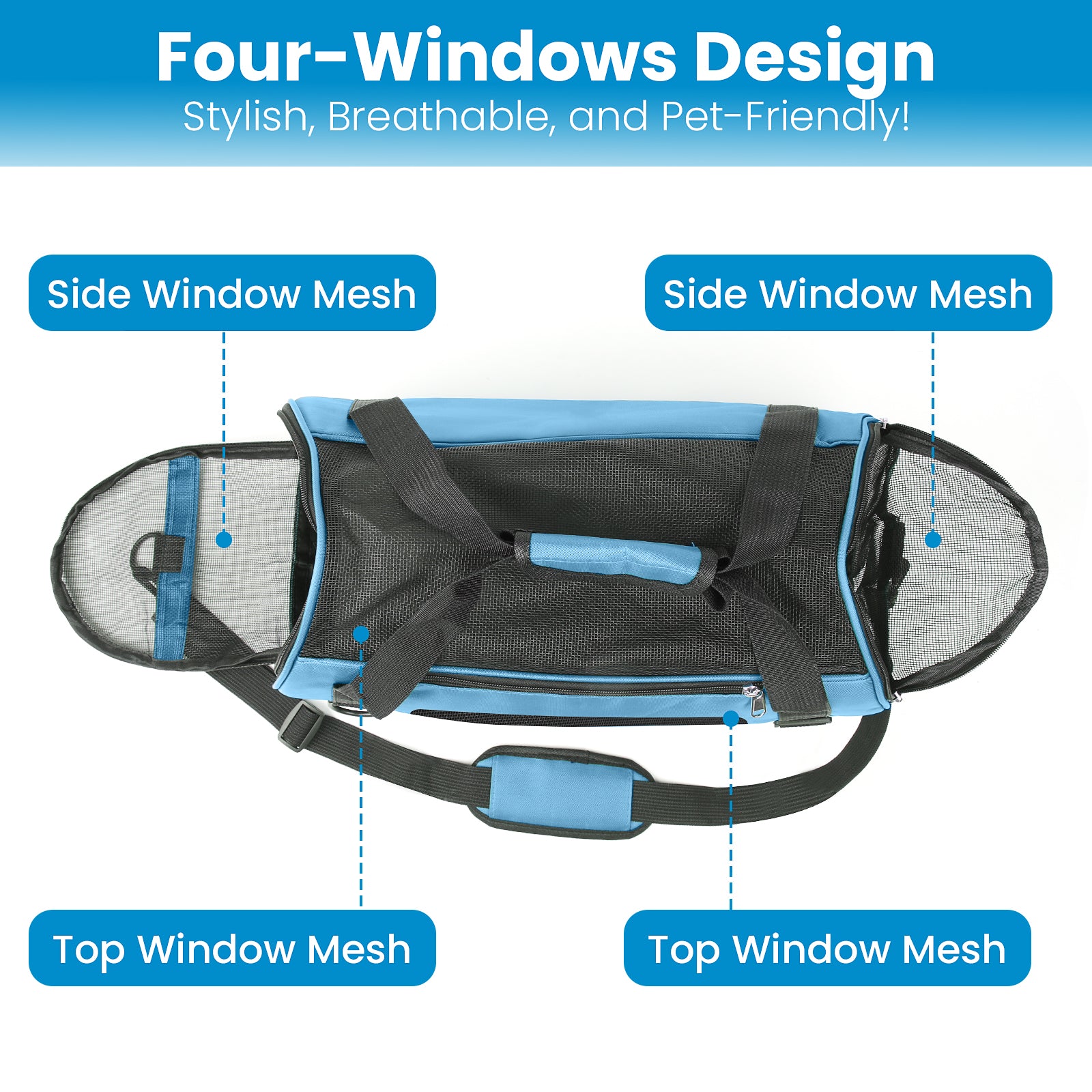 PcEoTllar Cat Carrier Airline Approved Pet Carrier, Dog Carrier, Puppy Carrier, Kitten Carrier, Blue