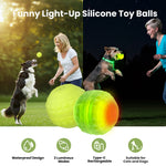 Load image into Gallery viewer, Light Up Dog Ball, Rechargeable LED Dog Toy Ball, Waterproof Durable Fetch Ball Grow in The Dark, Night Glowing Toy, Natural Rubber, Color Changing LED, Green
