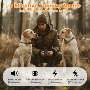 PcEoTllar Shock Collar for 2 Dogs, 4 Modes Beep Vibration Shock Dog Training Collar, IPX7 Waterproof Dog Bark Collar for Training Small Medium Large Dogs