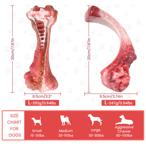 PcEoTllar Dog Toys for Aggressive Chewers, 1 Rubber & 1 Nylon Dog Chew Bones, Large, Pink, 2 Pack