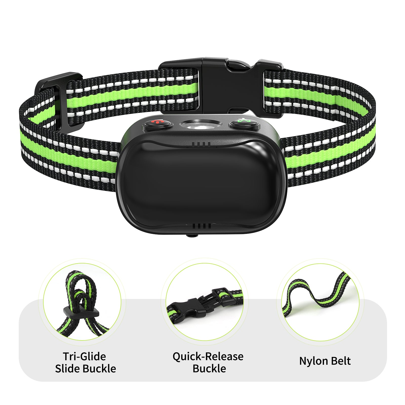 PcEoTllar Ultrasonic Dog Bark Collar, Rechargeable Anti Barking Collar with Beep, Vibration & Ultrasonic for Small Medium Large Dogs (Green)