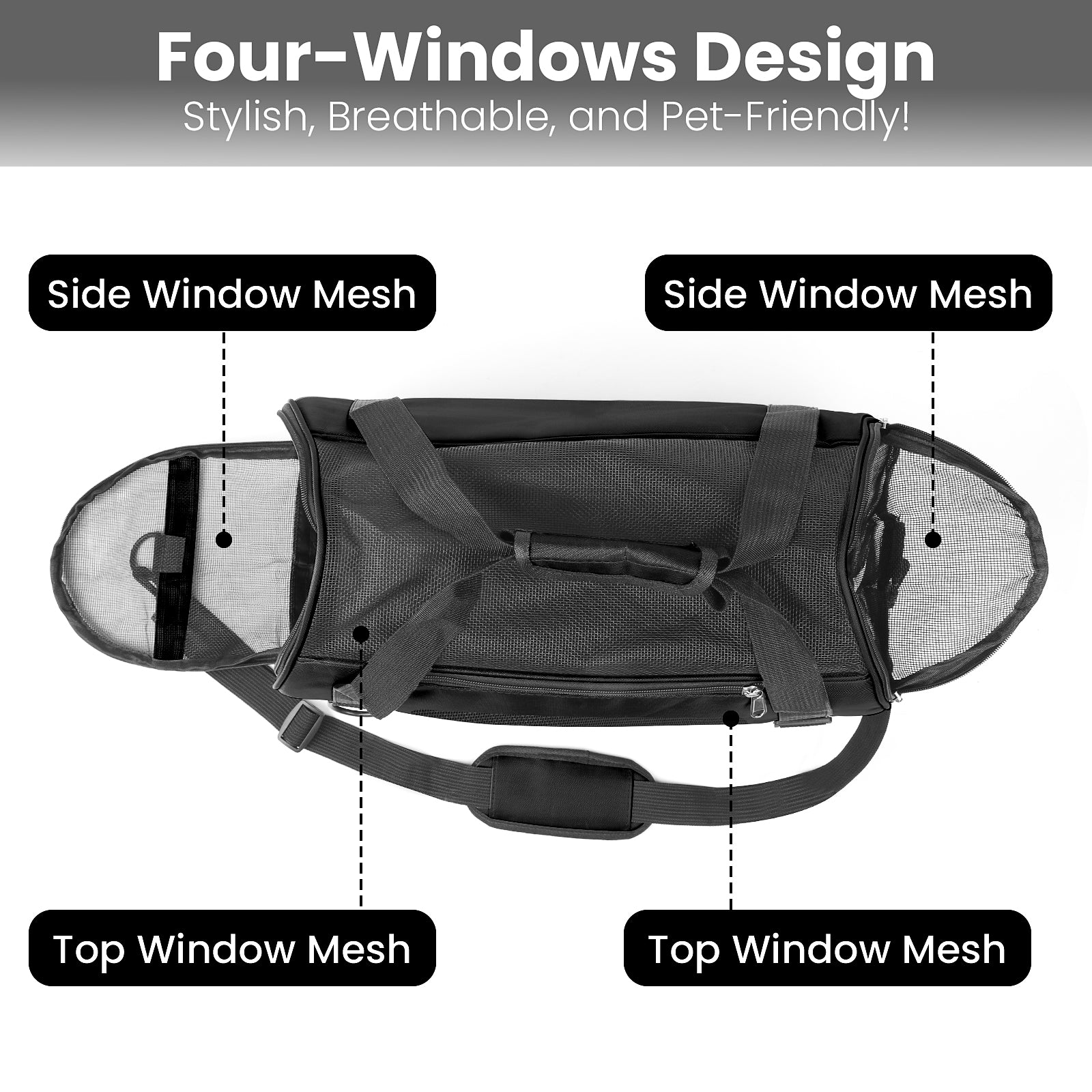 PcEoTllar Cat Carrier Airline Approved Pet Carrier, Dog Carrier, Puppy Carrier, Kitten Carrier, Black