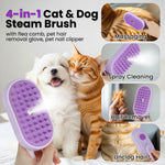 Load image into Gallery viewer, Cat Steam Brush for Shedding, 4-in-1 Rechargeable Pet Grooming Kit with Steam Brush, Self-Cleaning Flea Comb, Nail Clippers &amp; Hair Remover Glove
