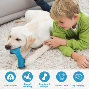PcEoTllar Interactive Dog Chew Toy, Squeaky Treat Dispensing Dog Enrichment Toy, Bleef Flavor, Blue