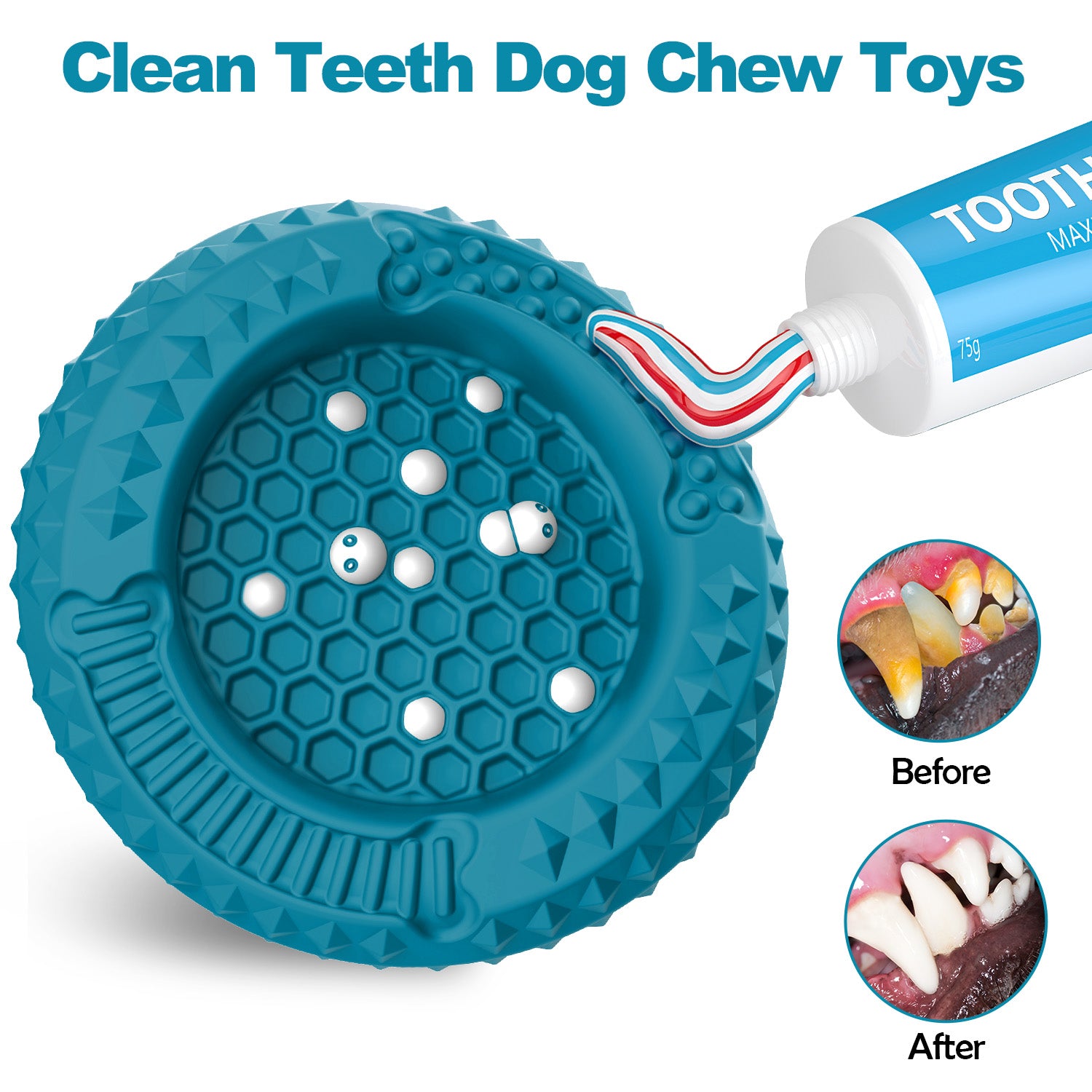 PcEoTllar Dog Toys for Aggressive Chewers, Natural Rubber Dog Chew Toys, Slow Feeder Dog Bowl, Green