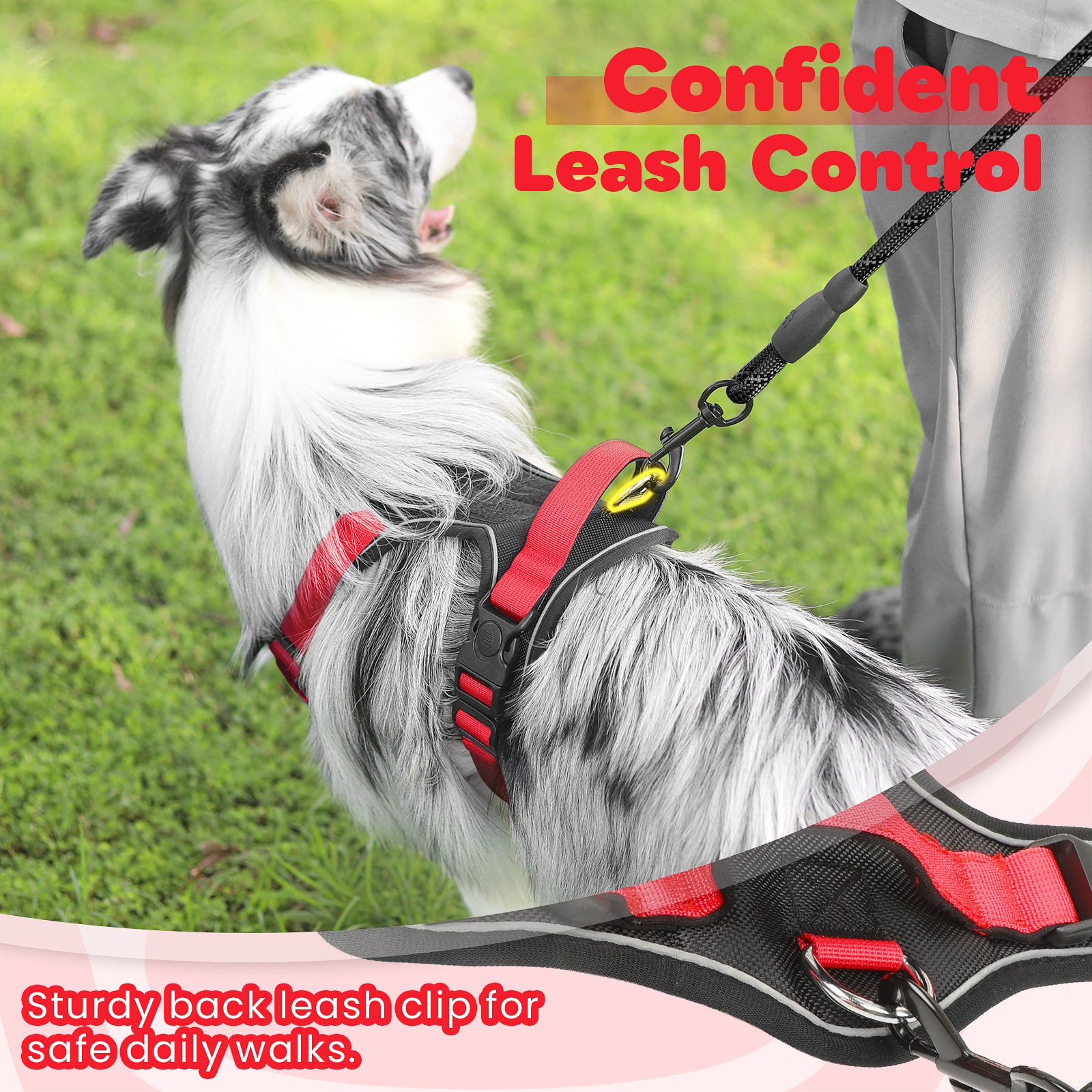 PcEoTllar Dog Harness and Leash Combo, Escape Proof No Pull Vest Harness, with Reflective Leash, Adjustable Pet Harness with Handle for Small Dogs, Black S