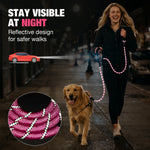 Load image into Gallery viewer, PcEoTllar Dog Leash Heavy Duty 5ft, Double Handle Dog Leash with Padded Handle for Traffic Control, Reflective Rope Leashes for Large and Medium Dogs Control Safety Training at Night
