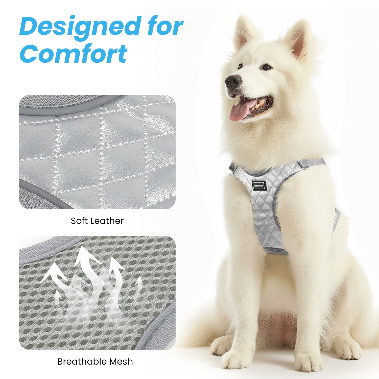 PcEoTllar Dog Harness and Leash Combo, Escape Proof No Pull Vest Harness, Step-in Reflective Adjustable Soft Padded Pet Harness for Small to Large Dogs