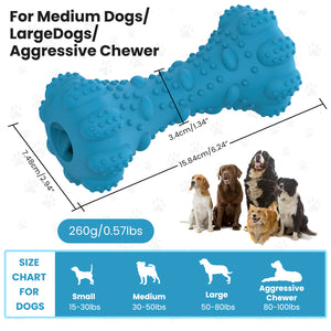 PcEoTllar Interactive Dog Chew Toy, Squeaky Treat Dispensing Dog Enrichment Toy, Bleef Flavor, Blue