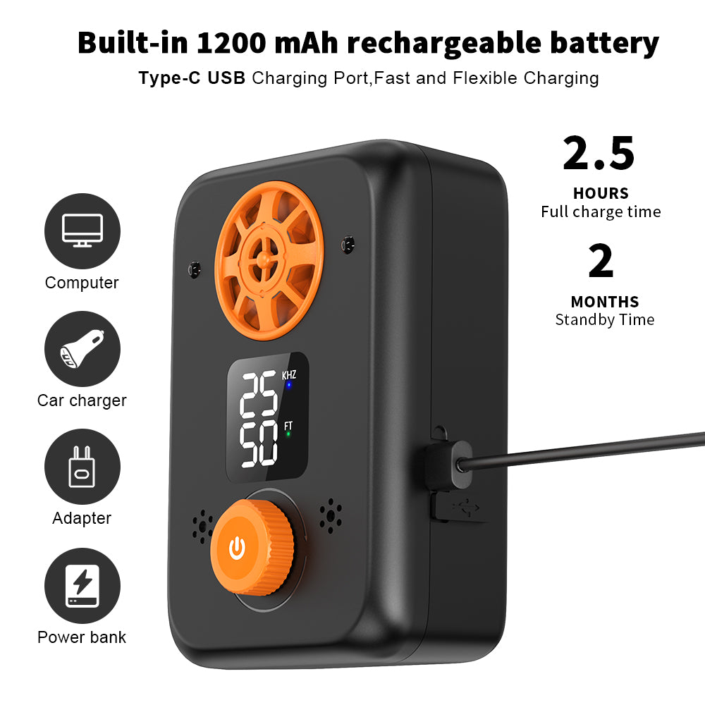 PcEoTllar Anti Barking Device, 5 Modes 50FT Ultrasonic Dog Barking Control Devices, Rechargeable Dog Bark Deterrent Devices Bark Box, Dog Barking Silencer, Black & Orange