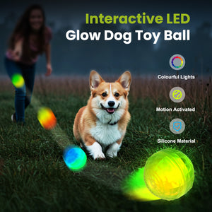 Light Up Dog Ball, Rechargeable LED Dog Toy Ball, Waterproof Durable Fetch Ball Grow in The Dark, Night Glowing Toy, Natural Rubber, Color Changing LED, Green