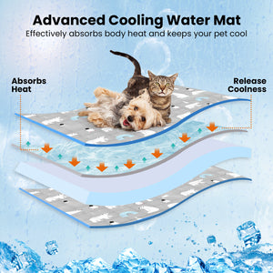 PcEoTllar Dog Cooling Mat, Ice Cooling Pad for Dogs and Cats, Water Injection Cooling Dog Bed Mats for Home, Travel and Crates - XL
