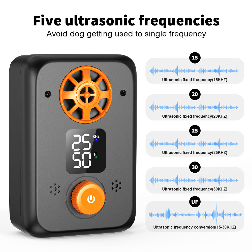 PcEoTllar Anti Barking Device, 5 Modes 50FT Ultrasonic Dog Barking Control Devices, Rechargeable Dog Bark Deterrent Devices Bark Box, Dog Barking Silencer, Black & Orange