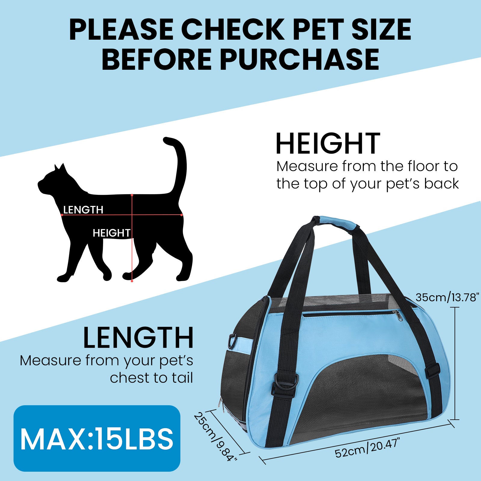 PcEoTllar Cat Carrier Airline Approved Pet Carrier, Dog Carrier, Puppy Carrier, Kitten Carrier, Blue