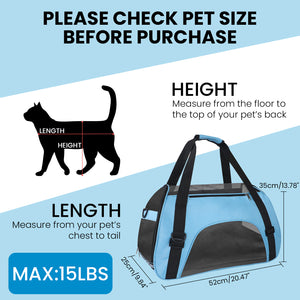 PcEoTllar Cat Carrier Airline Approved Pet Carrier, Dog Carrier, Puppy Carrier, Kitten Carrier, Blue