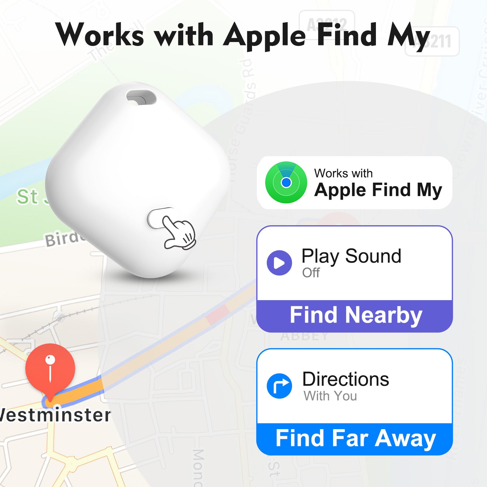 PcEoTllar Bluetooth Tracker, Keys Finder and Item Locator for Apple IOS Find My - 2 Pack - White