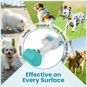 PcEoTllar Dog Pooper Scooper for Large Small Dogs, Dog Poop Waste Pick up Shovel, Includes Bag and Attachment Green