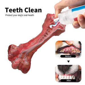 PcEoTllar Dog Toys for Aggressive Chewers, 1 Soft Rubber & 1 Nylon Dog Chew Bones, Medium, 2 Pack