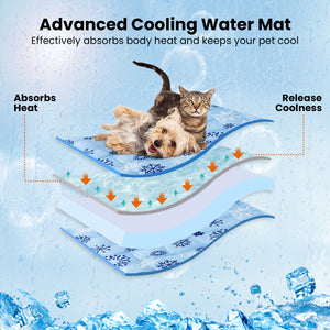 PcEoTllar Dog Cooling Mat, Ice Cooling Pad for Dogs and Cats, Water Injection Cooling Dog Bed Mats for Home, Travel and Crates - L