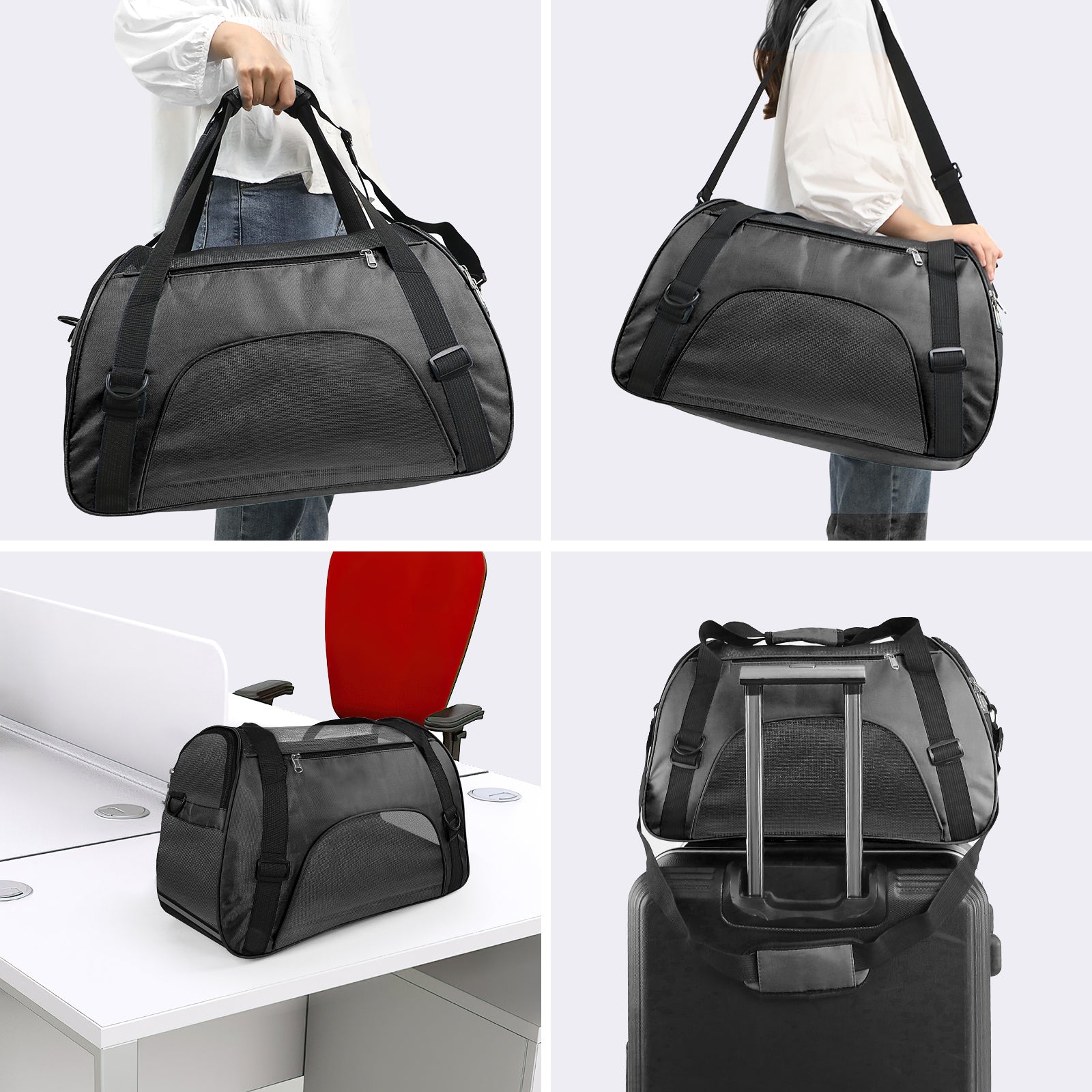 PcEoTllar Cat Carrier Airline Approved Pet Carrier, Dog Carrier, Puppy Carrier, Kitten Carrier, Black