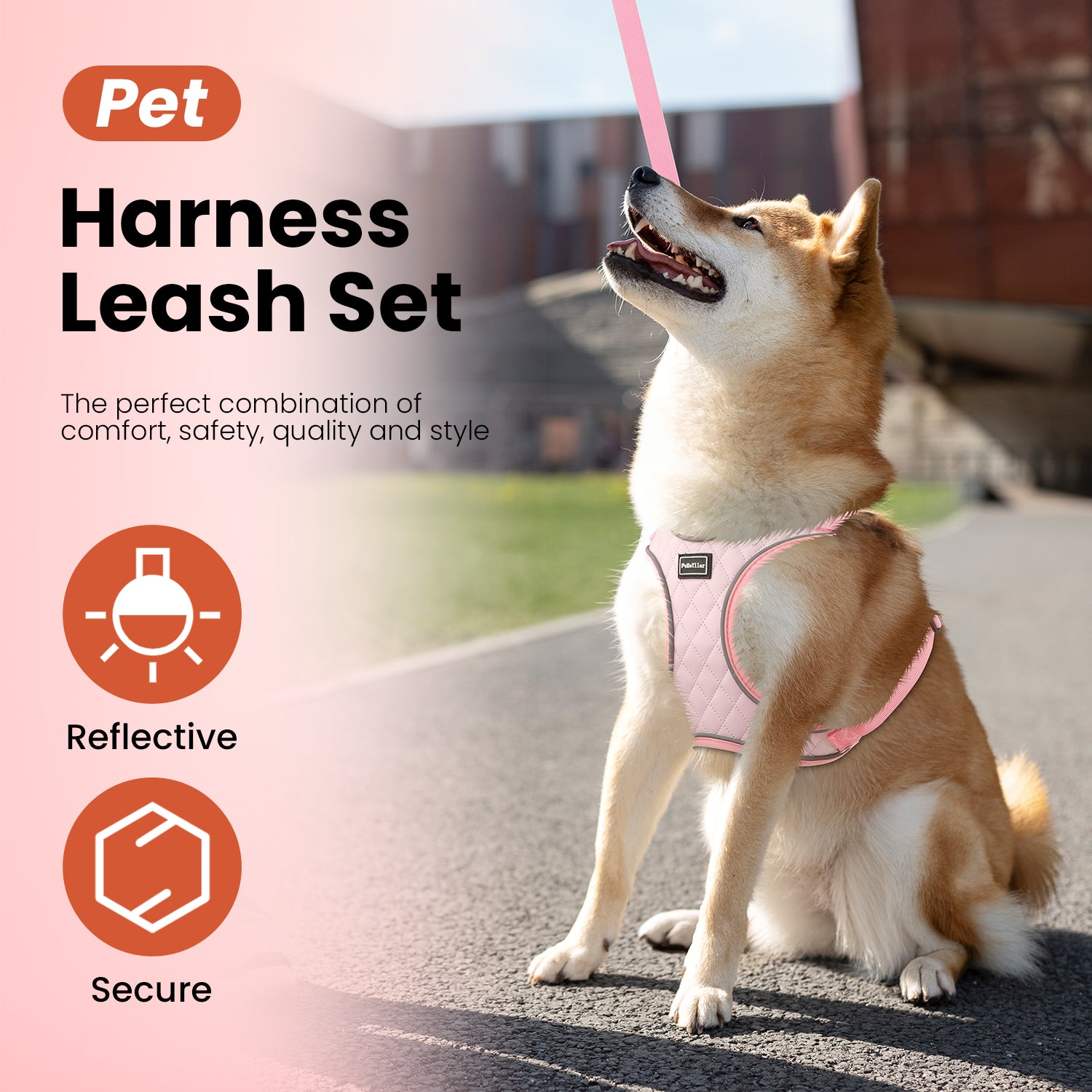 PcEoTllar Dog Harness and Leash Combo, Escape Proof No Pull Vest Harness, Step-in Reflective Adjustable Soft Padded Pet Harness for Small to Large Dogs