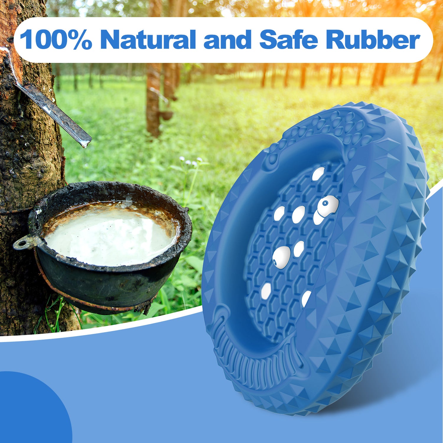 PcEoTllar Dog Toys for Aggressive Chewers, Natural Rubber Dog Chew Toys, Slow Feeder Dog Bowl, Blue