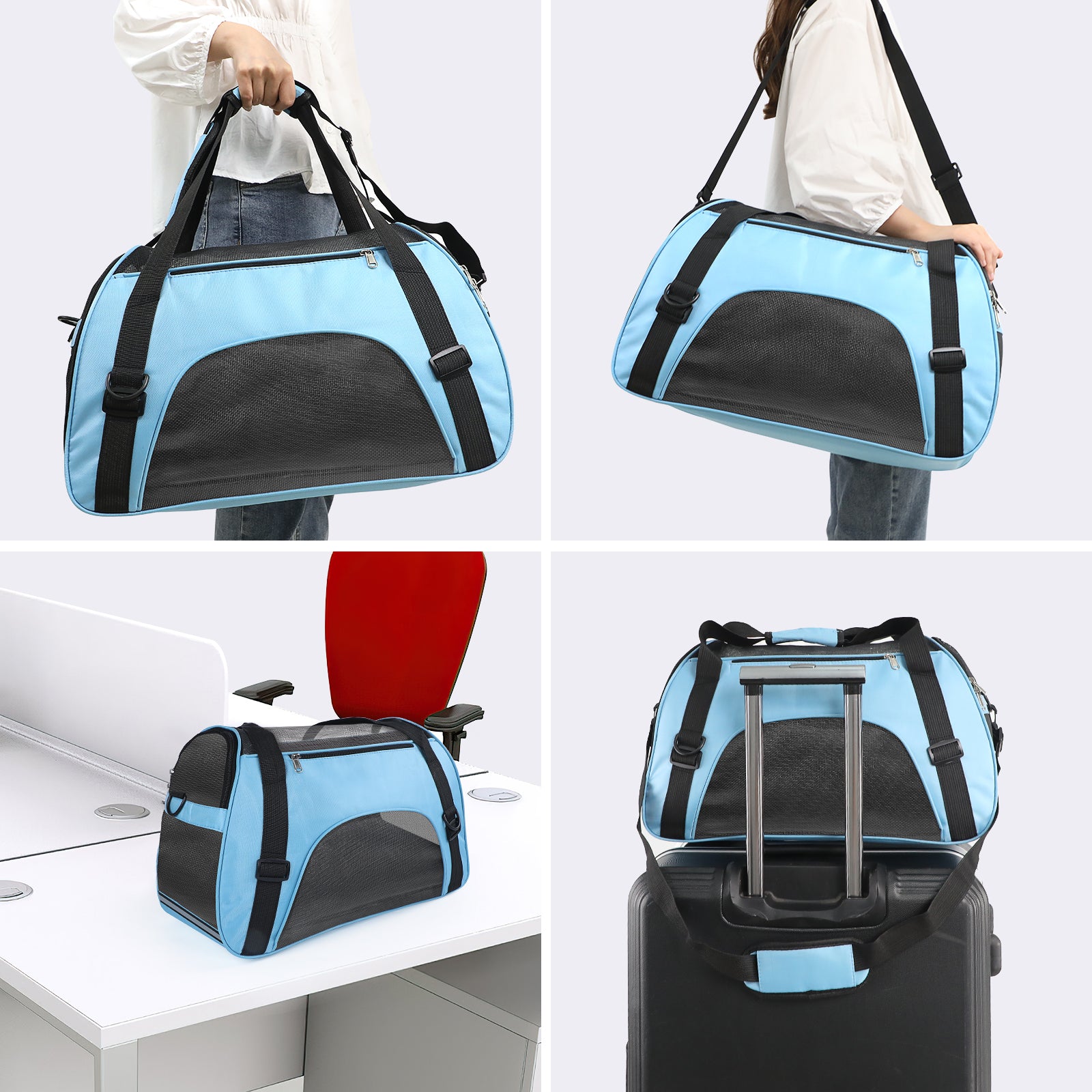 PcEoTllar Cat Carrier Airline Approved Pet Carrier, Dog Carrier, Puppy Carrier, Kitten Carrier, Blue